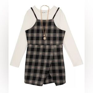 Rare Editions Big Girls Plaid Knit Jumper Dress Size 14